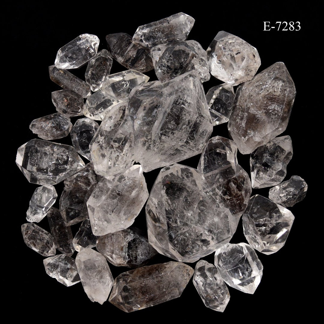 E-7283 Carbon Quartz Double Terminated Crystals - 20 gram lot