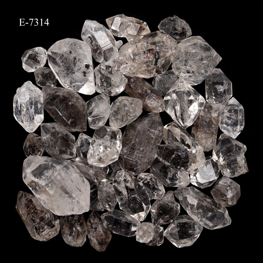 E-7314 Carbon Quartz Double Terminated Crystals - 20 gram lot