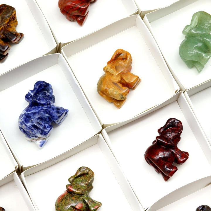 Assorted Gemstone Elephants / 24 PC. WHOLESALE FLAT