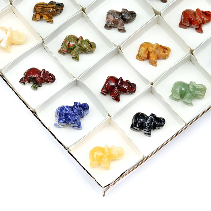 Assorted Gemstone Elephants / 24 PC. WHOLESALE FLATCrystal River Gems
