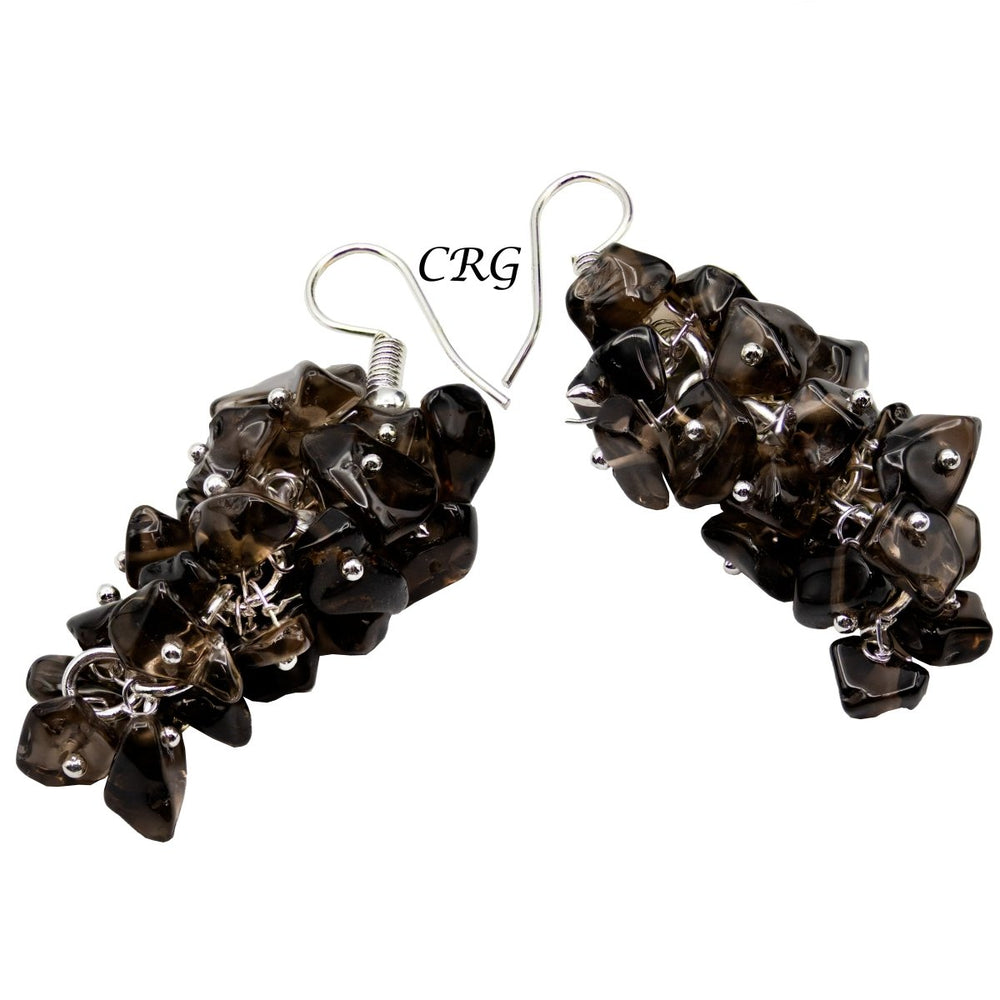 Smoky Quartz Grape Cluster Earrings with Silver Plating / 1.75-2" AVG - 1 PAIR