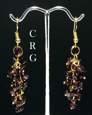 Garnet Grape Cluster Earrings with Gold Plating / 1.75-2" AVG - 1 PAIR