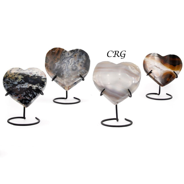 1 Kilo Lot. Agate Hearts Extra Quality with Metal Stand - Crystal River Gems