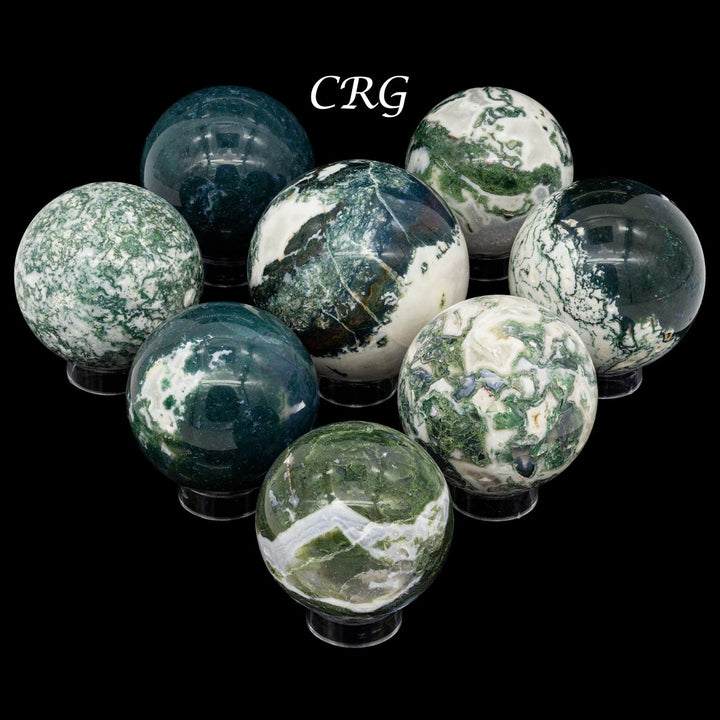 Mixed Moss Agate and Tree Agate Spheres / 60 - 80mm AVG - 1 KILO LOTCrystal River Gems