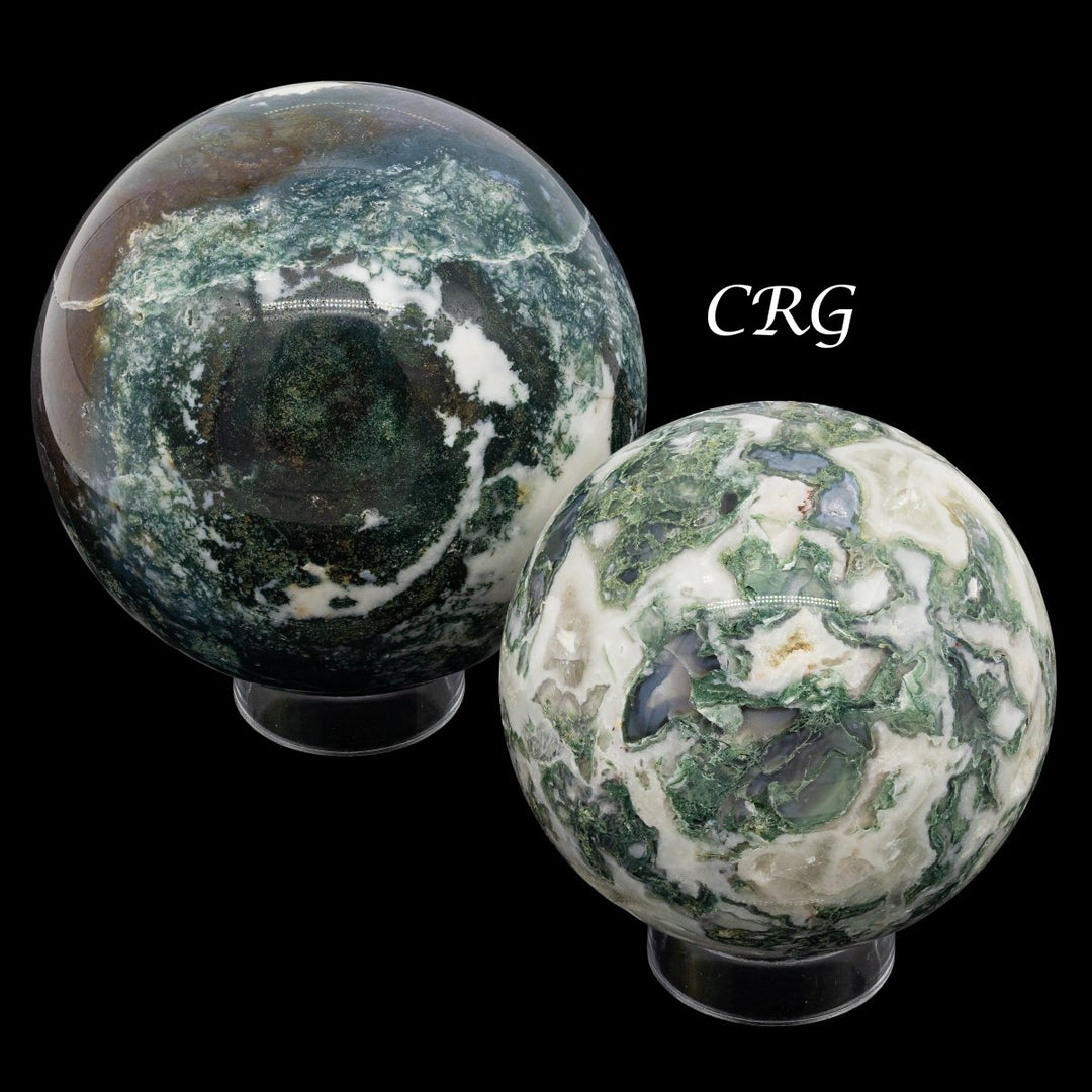 Mixed Moss Agate and Tree Agate Spheres / 60 - 80mm AVG - 1 KILO LOTCrystal River Gems