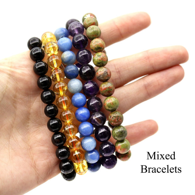 100 qty - Gemstone Bracelets 8mm Beads mix - Crystal River Gems