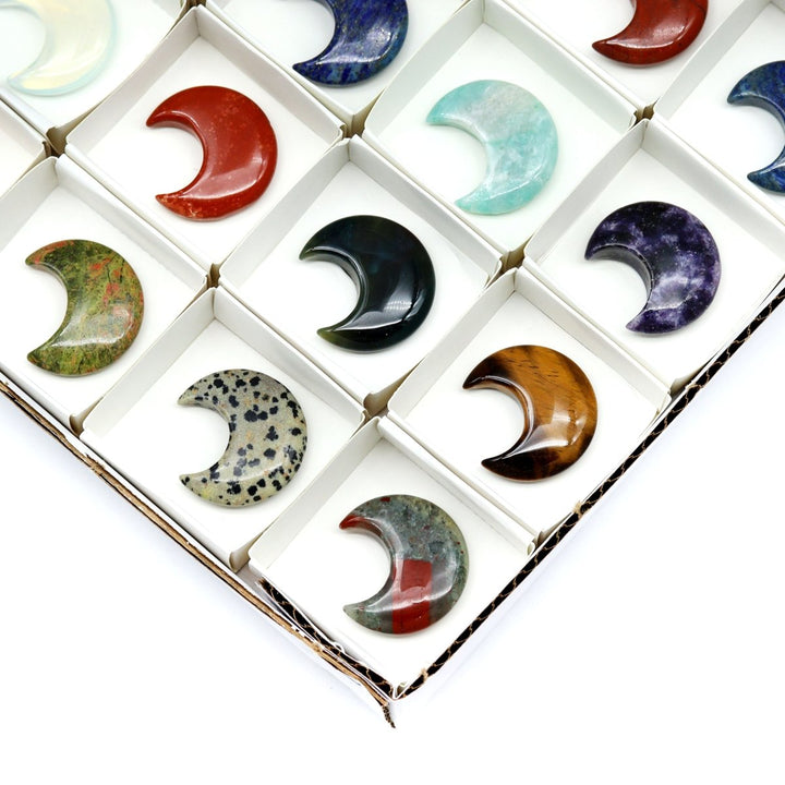 54 Piece Flat - Assorted Gemstone MoonsCrystal River Gems