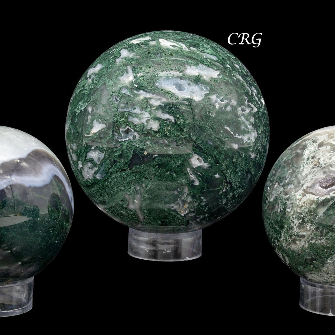 Moss Agate Spheres / 50 - 80mm AVG - 1 KILO LOTCrystal River Gems