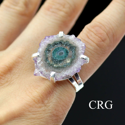 Amethyst Stalactite Adjustable Ring - Silver Plated - QTY 1