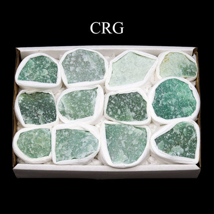 12 Piece Flat - Rough Green Quartz / 1-2" AVG - Crystal River Gems