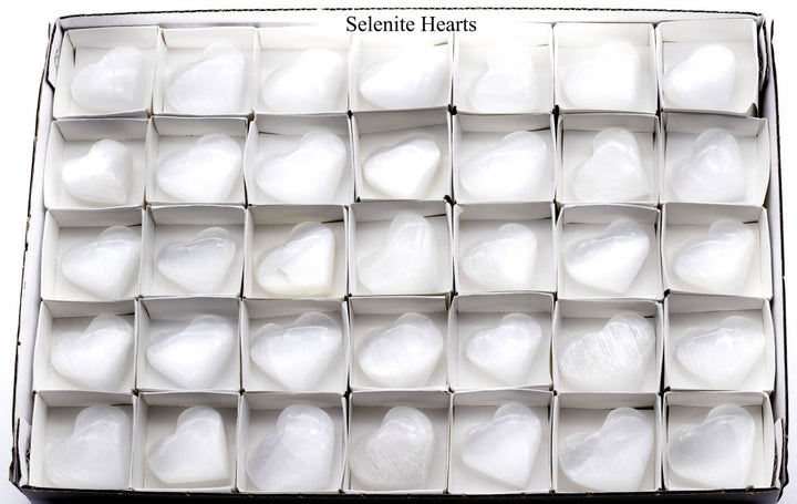 35 Piece Flat - Selenite HeartsCrystal River Gems