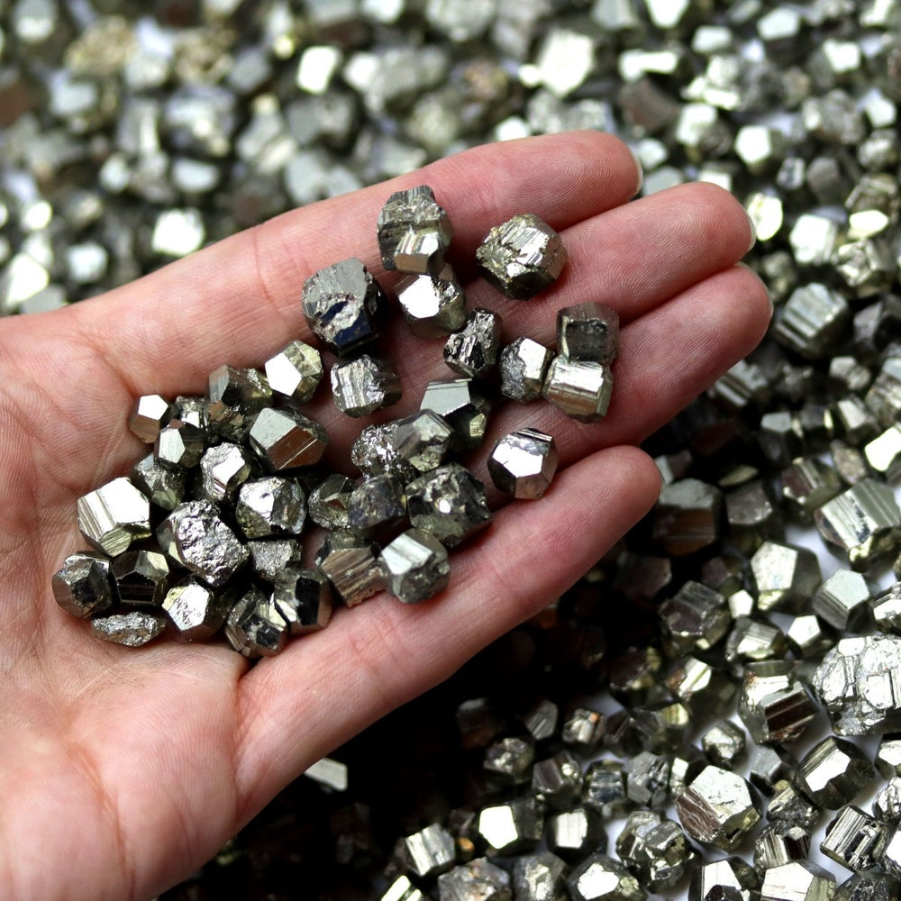 Pyrite Small Rough 8 OZ. LOT - Small Peru Rough Polyhedron Pyrite - Crystal River Gems