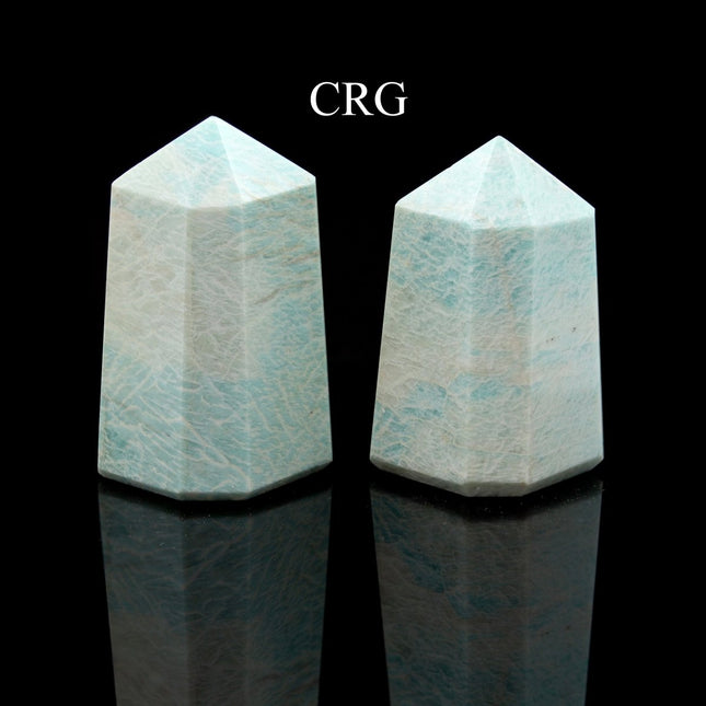 Amazonite Point (3-5 Inches) (1 Pc) Large 6-Sided Faceted Crystal Tower Point - Crystal River Gems