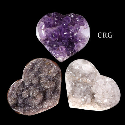 Amethyst Druzy Heart with Polished Edges (4 Kilo Lot) Size 1 to 2 Kilo Polished Edge Crystal Heart with Rough Back - Crystal River Gems