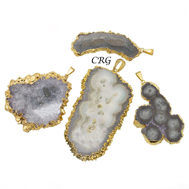 Amethyst Stalactite Pendant with Gold Plating (1 Piece) Size 30 to 50 mm Crystal Jewelry Charm - Crystal River Gems