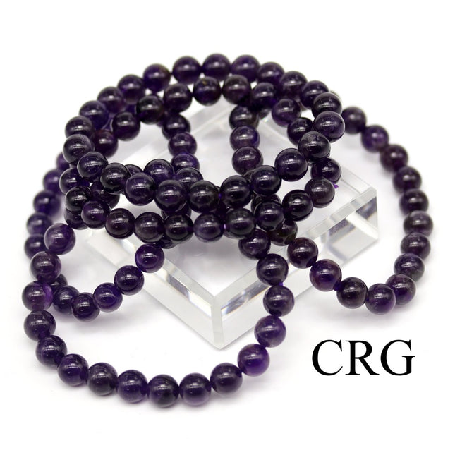 Amethyst Tumbled Bracelet (1 Piece) Size 8 mm Crystal Bead Stretch Jewelry - Crystal River Gems