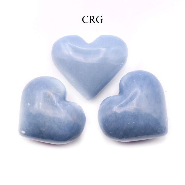 Angelite Puffy Heart (1 Piece) Size 30 to 45 mm Palm Gemstone Shape - Crystal River Gems