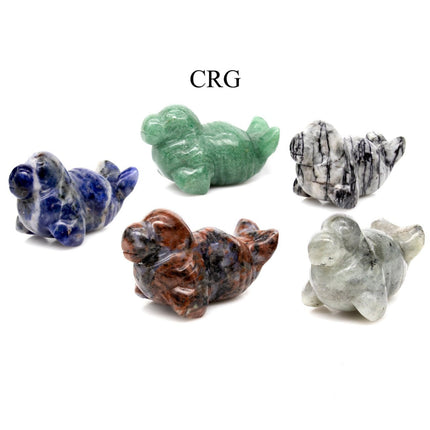 Assorted Gemstone Seals (4 Pieces) Size 1 to 2 Inches Mixed Crystal Animal Carvings