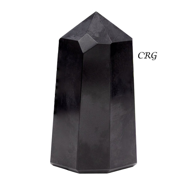 Black Agate Point (1 Piece) Size 3 to 5 Inches 6-Sided Faceted Standing Crystal Tower