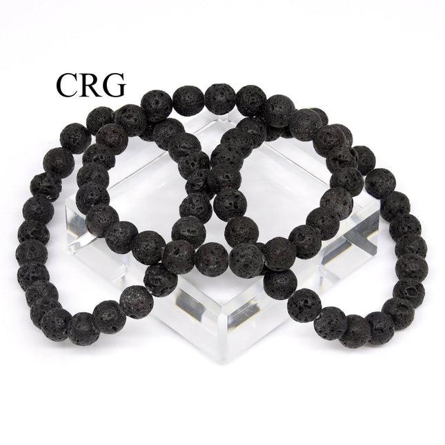 Black Lava Stone Tumbled Bead Stretch Bracelet (1 Piece) Size 8 to 12 mm Crystal Gemstone Jewelry - Crystal River Gems