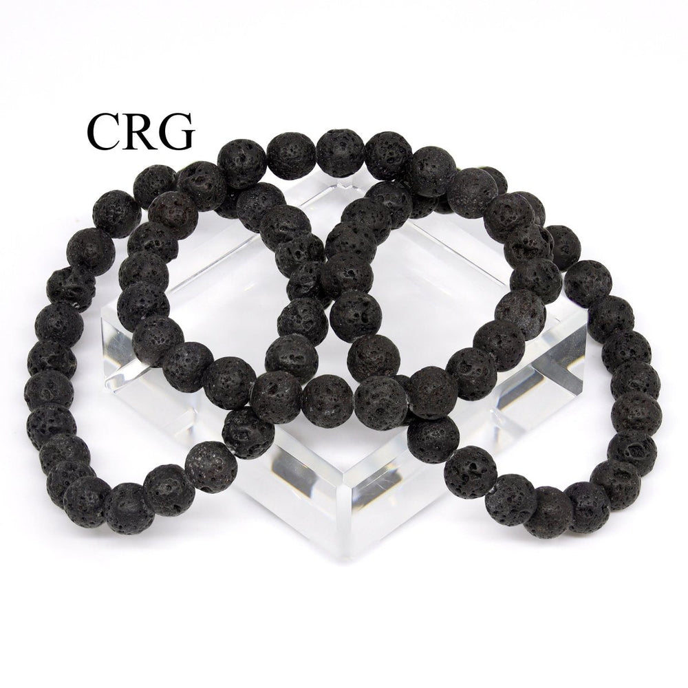 Black Lava Stone Tumbled Bead Stretch Bracelet (1 Piece) Size 8 to 12 mm Crystal Gemstone JewelryCrystal River Gems