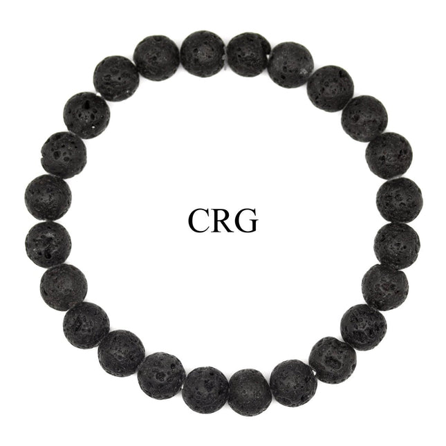 Black Lava Stone Tumbled Bead Stretch Bracelet (1 Piece) Size 8 to 12 mm Crystal Gemstone Jewelry - Crystal River Gems