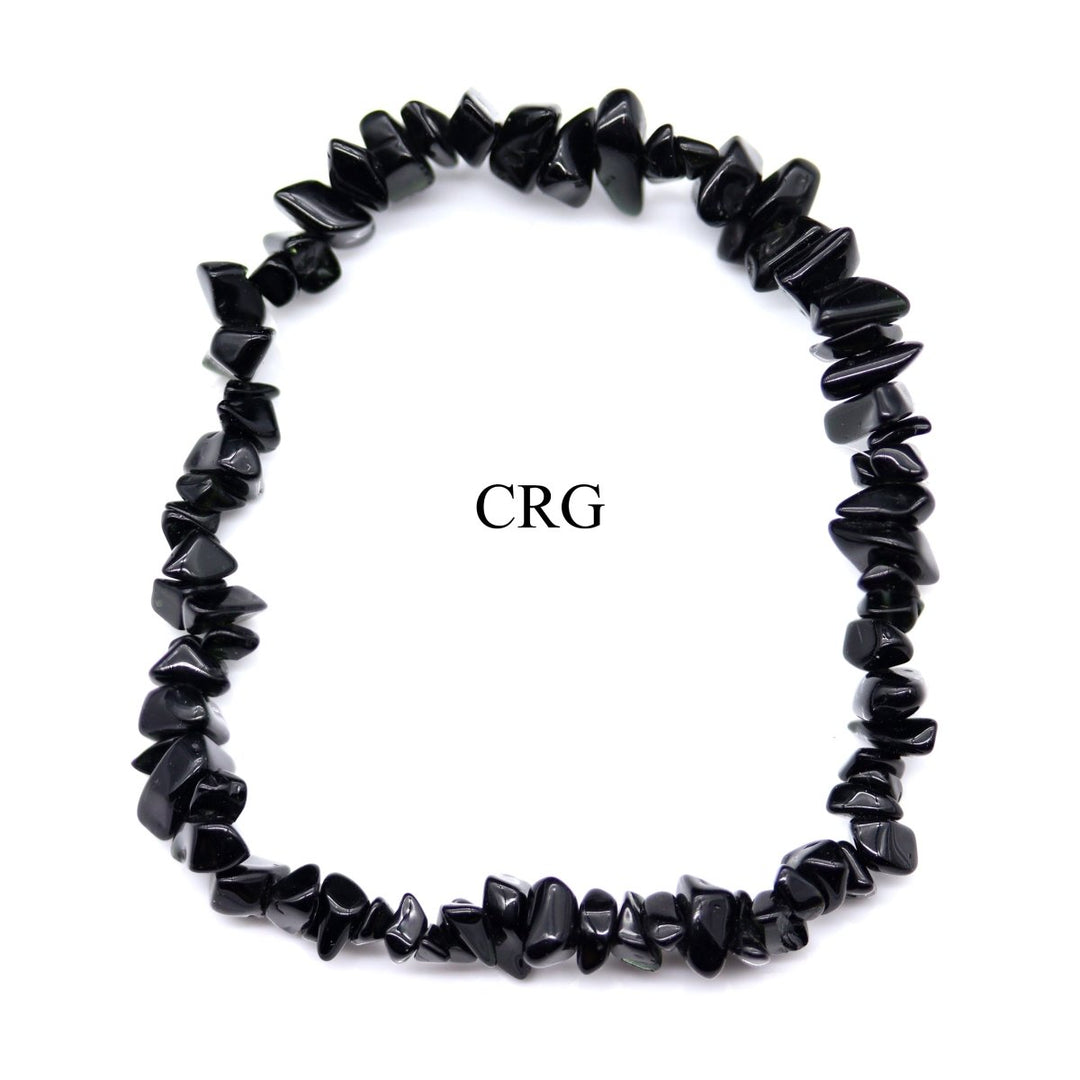 Black Obsidian Chip Bracelet (4 Pieces) Size 4 to 7 mm Crystal Stretch Jewelry