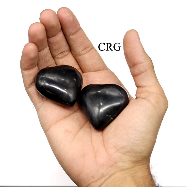 Black Onyx Heart (1 Piece) Size 30 to 40 mm Polished Crystal Gemstone Shape - Crystal River Gems