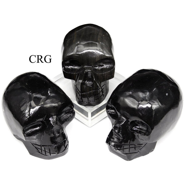 Black Onyx Skull (1 Piece) Size 45 to 55 mm Polished Crystal Gemstone Carving - Crystal River Gems