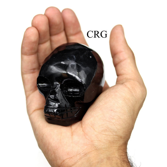 Black Onyx Skull (1 Piece) Size 45 to 55 mm Polished Crystal Gemstone Carving - Crystal River Gems