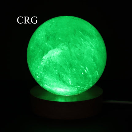 Black Round Wooden Color Changing Light Display Base with USB Port (1 Piece) Size 2.5 Inches - Crystal River Gems