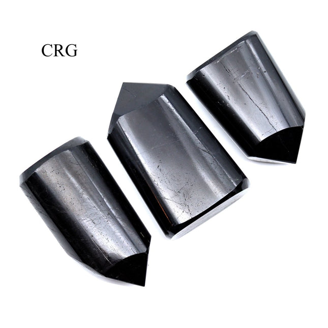 Black Tourmaline Full Polished Points (1 Kilogram) Size 1.5 to 3 Inches Bulk Wholesale Lot - Crystal River Gems