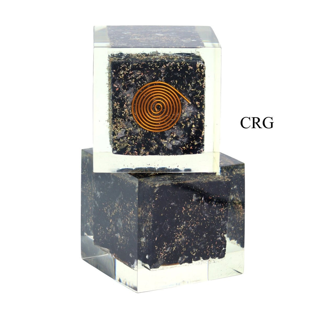 Black Tourmaline Orgonite Cube (1 Piece) Size 2 by 2 Inches Polished Crystal Gemstone