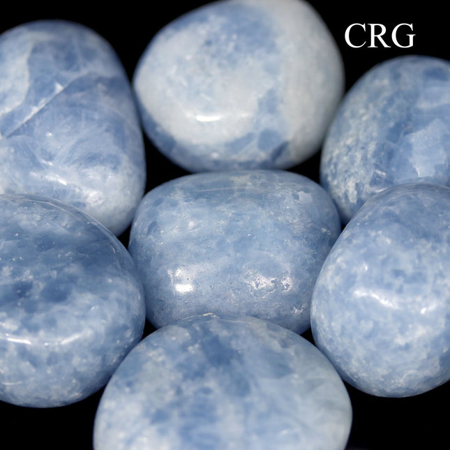 Blue Calcite Palm Stone (1 Pound) Size 1 to 3 Inches Palm/Worry Stone Lot - Crystal River Gems