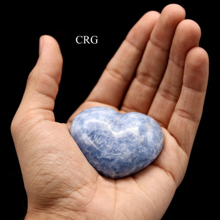 Blue Calcite Puffy Heart (1 Piece) Size 2.5 Inches Polished Crystal Gemstone Shape
