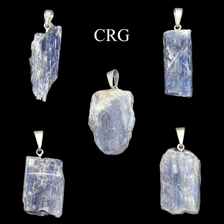 Blue Kyanite Natural Tip Pendant with Silver Bail (5 Pieces) Size 35 to 45 mm Crystal Jewelry CharmCrystal River Gems