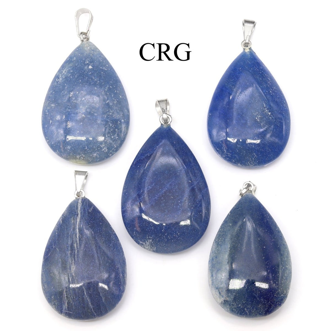 Blue Quartz Drop Pendants with Silver Bail (5 Pieces) Size 25 mm Crystal Jewelry Charm