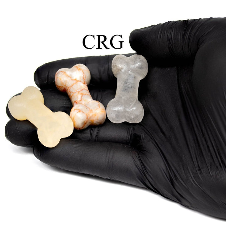Bone Gemstone Figurines (1-2 in) (25-50 mm) Crystal Dog Bone Carvings (4 pcs)