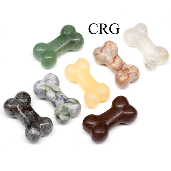 Bone Gemstone Figurines (1-2 in) (25-50 mm) Crystal Dog Bone Carvings (4 pcs)