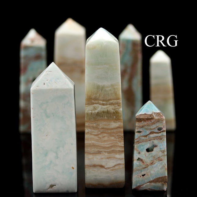 Caribbean Calcite Polished Towers (1 Kilo) Size 2 to 4 Inches Standing Tower Points - Crystal River Gems