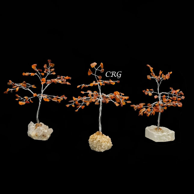 Carnelian 100 Chip Tree with Cluster Base and Silver Wire (1 Piece) Size 6 Inches Gemstone Tree