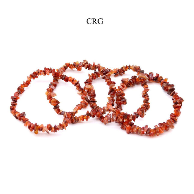 Carnelian Chip Bracelet (4 Pieces) Size 4 to 7 mm Chip Crystal Gemstone Jewelry - Crystal River Gems
