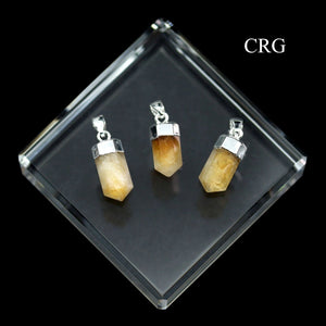 Citrine Mini Point Pendant with Silver Plating (0.5 Inch) (1 Piece)