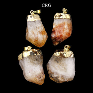 Citrine Raw Point Pendant with Gold Plating (1 Inch) (4 Pieces)