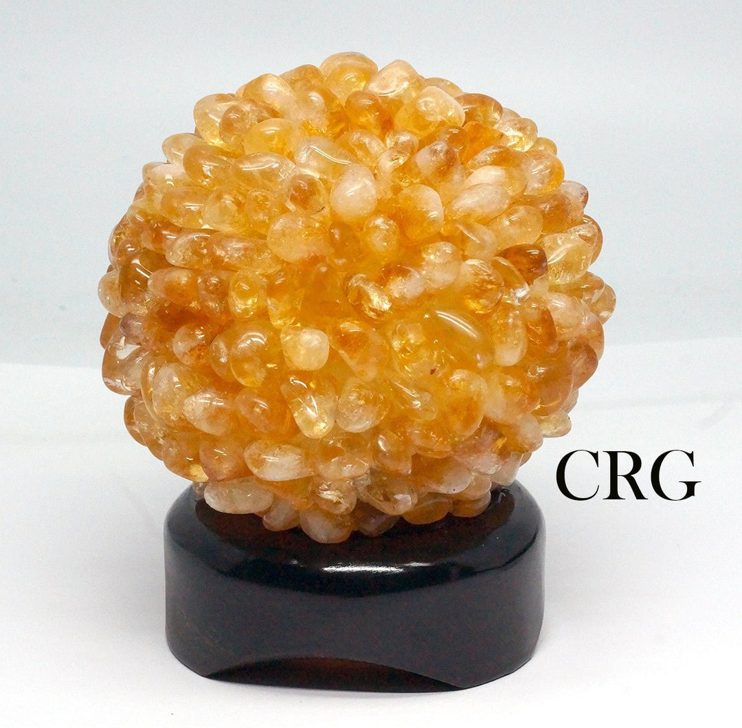 Citrine Tumbled Lamp on Wood Base with Cord and Light Bulb (1 Piece) Size 4 to 5 Inches Crystal Home Decor