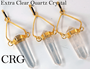 Clear Quartz Point Pendant with Gold Plated Swivel Bail (2 Inches) (4 Pieces)