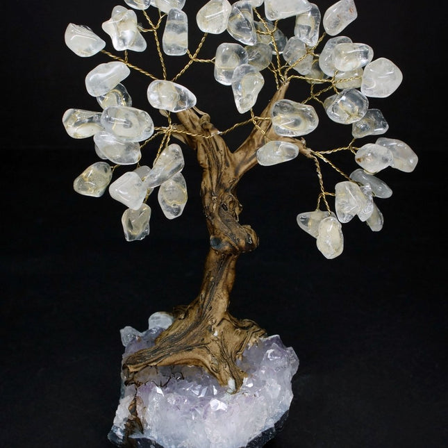 Clear Quartz Tree with Crystal Base (5.5-6.5 Inches) (1 Pc) Large Brazilian Crystal Chip Tree - Crystal River Gems