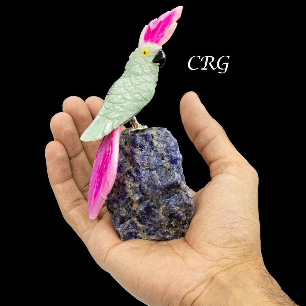 Crystal Bird on Removable Rough Rock Base (1 Piece) Size 4.5 Inches Gemstone Bird Carving