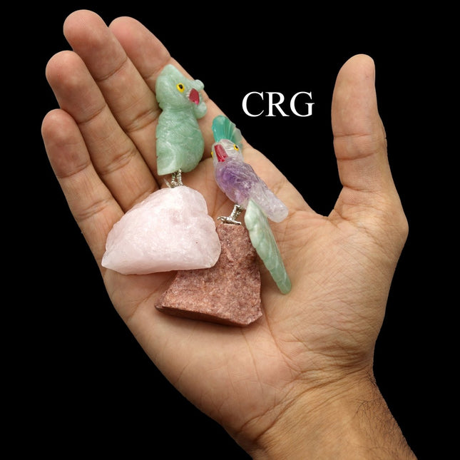 Crystal Bird on Removeable Rough Rock Base (1 Piece) Size 3 to 4 Inches Animal Gemstone