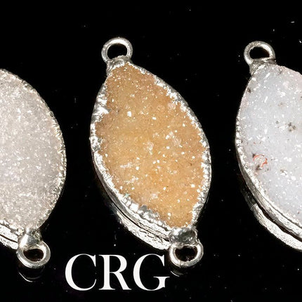 Crystal Druzy Marquise Connector with Silver Plating (1 Piece) Size 1 Inch Druzy Pendant - Crystal River Gems